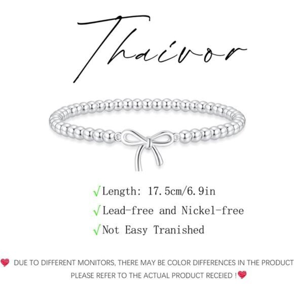 Stocking Stuffers for Women Beaded Stretch Handmade Ball Charm Bracelet Dainty - Picture 5 of 7